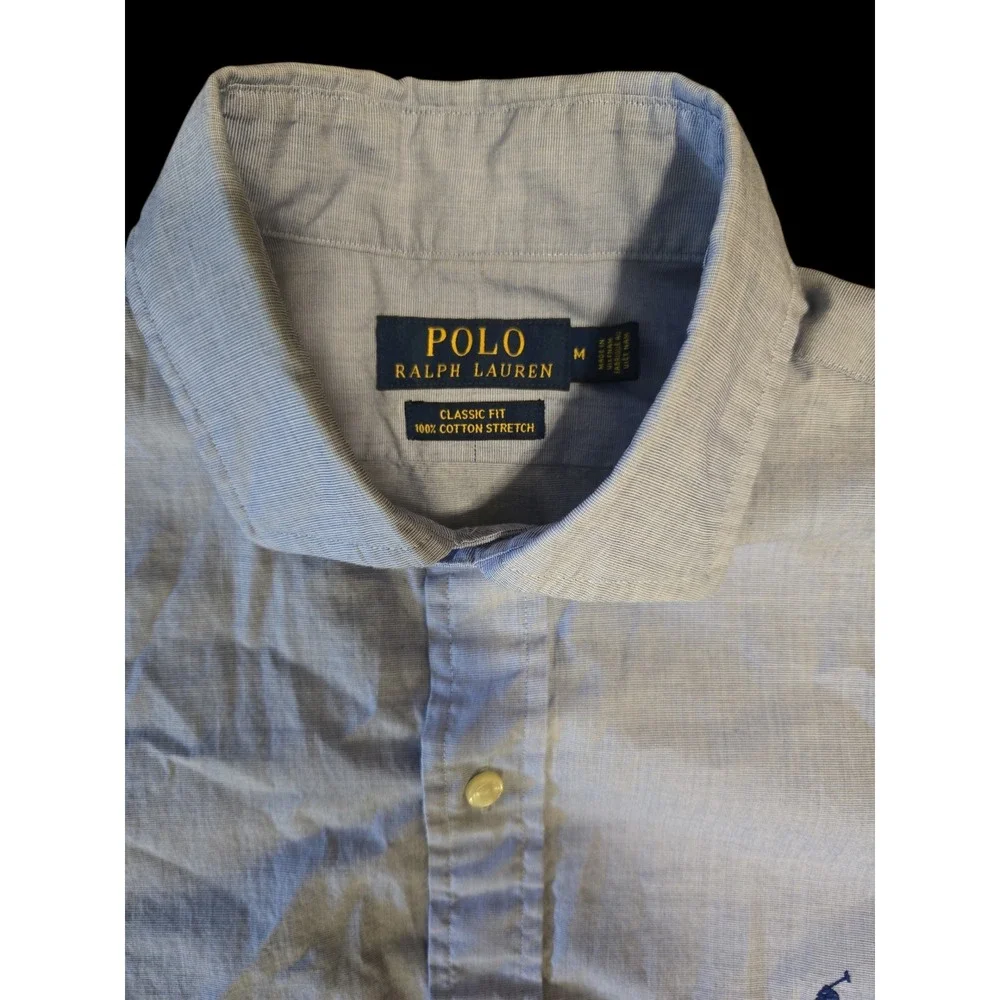 Polo Ralph Lauren Classic Fit Men's Medium Blue Stretch Button-Down Shirt